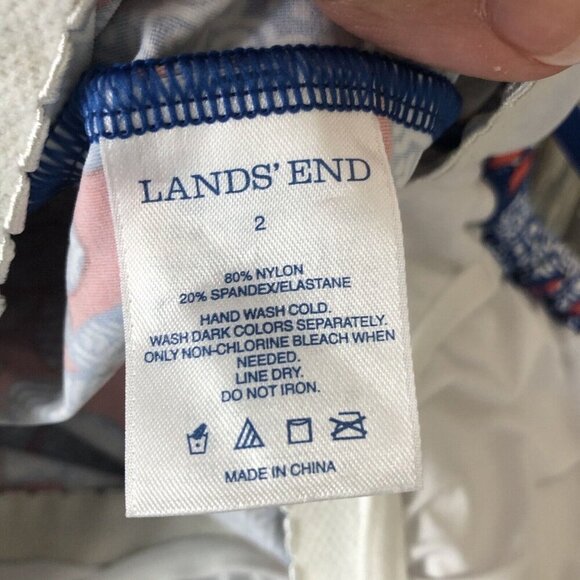 Lands End Tankini Top Size 2 Shelf Bra Padded Underwire Swim Top Bow Front Blue - Picture 8 of 8